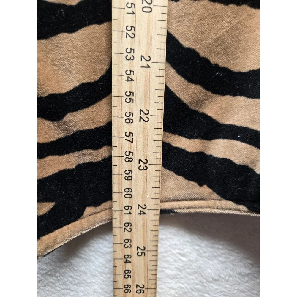 Patrick Christopher Tiger Print Cotton Jacket Tan Black Animal Print XL Boxy